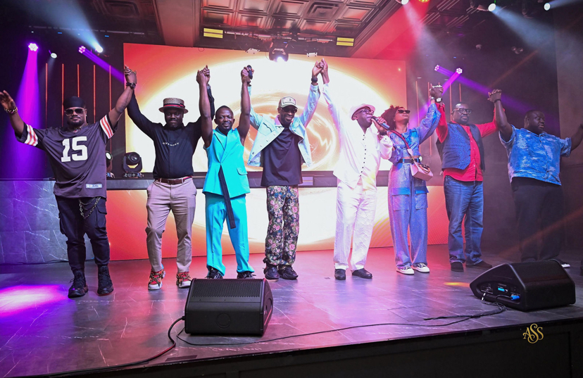 Gbenga Adeyinka and performers on stage during the Laffmattazz with Friends Canada tour 2026