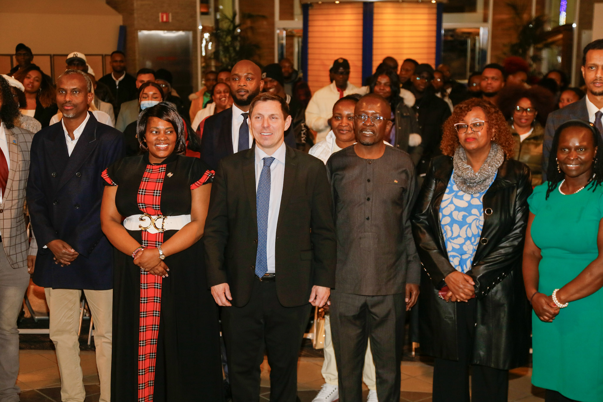 Brampton Mayor Patrick Brown and Kenyan community leaders at the Kenyan KONNECT 2025 flag-raising celebration in Brampton, Canada.